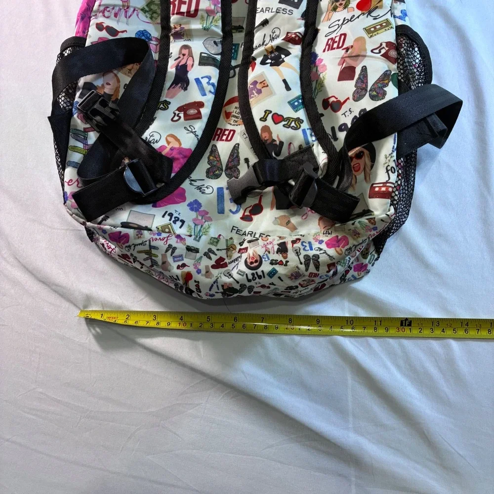 Taylor Swift Eras Collage Backpack Red 1989 Lover Fearless Music Fan Bag White